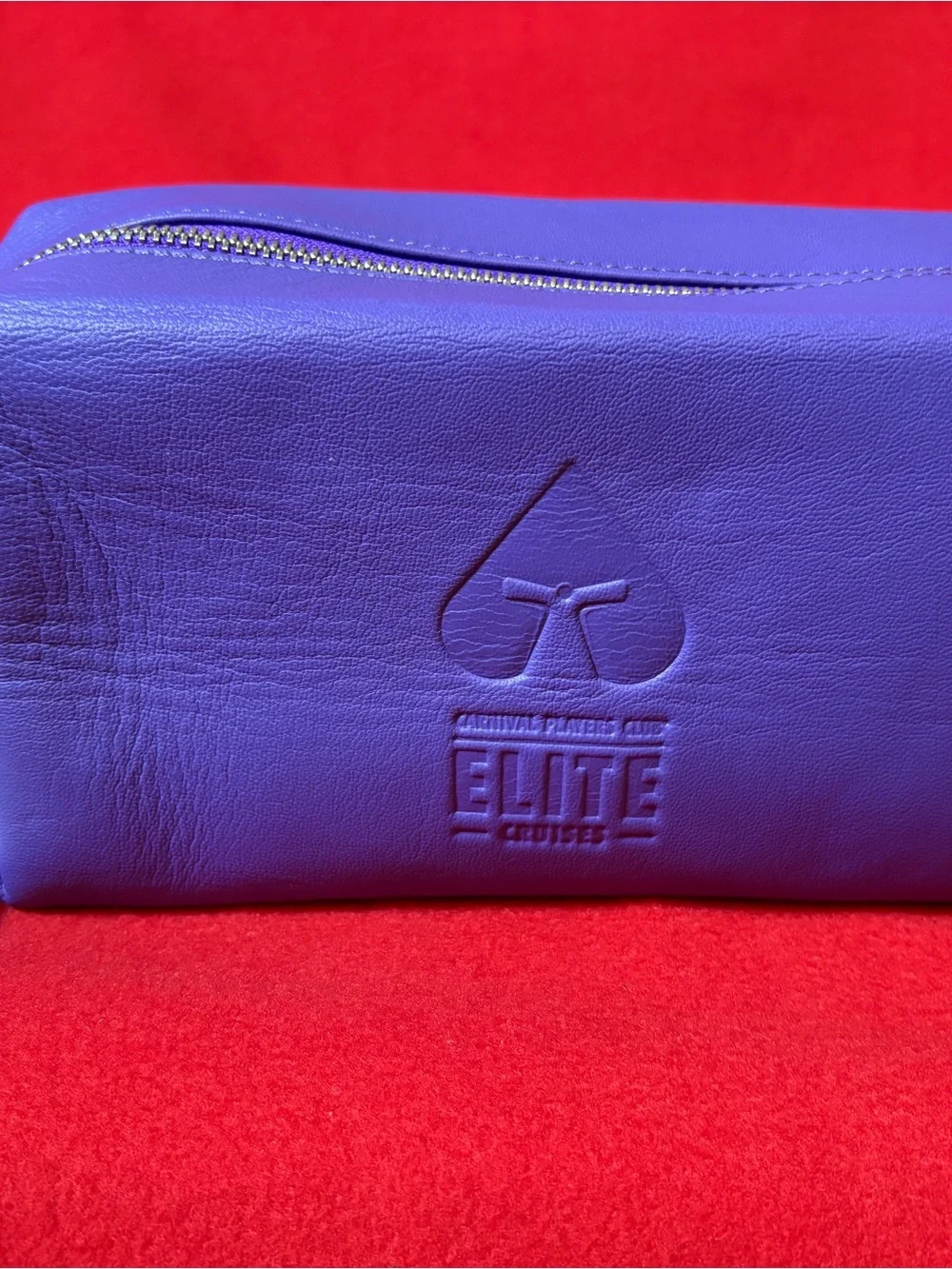 NWT Carnival Players Club Elite Purple Genuine Leather Cosmetic Travel Bag